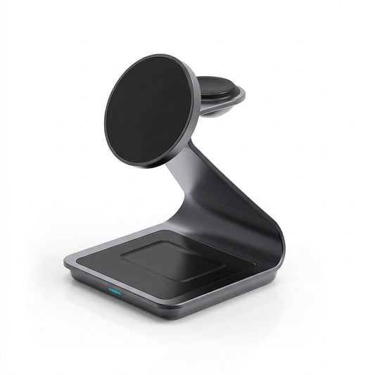 3 in 1 charging dock with fast wireless charging for phone smartwatch and earbuds in a sleek design