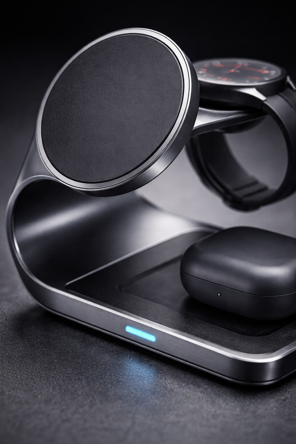 close up of charging dock showing stable magsafe alignment for efficient wireless charging