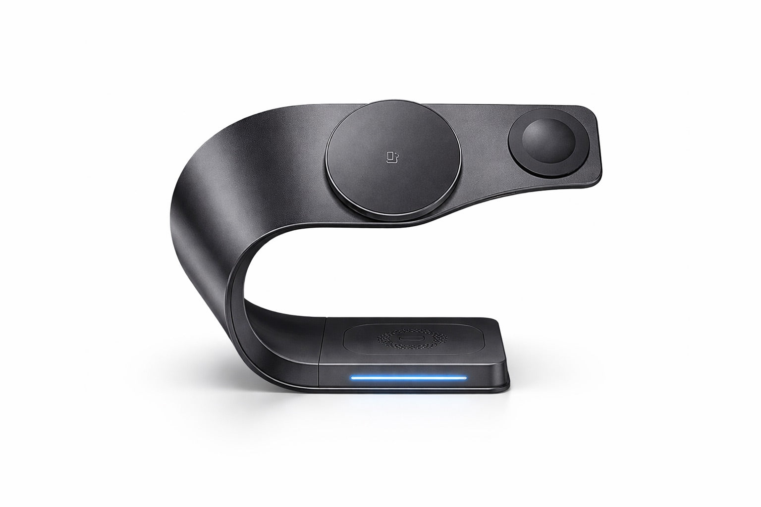 space grey 3 in 1 wireless charging dock for Apple devices with sleek modern design