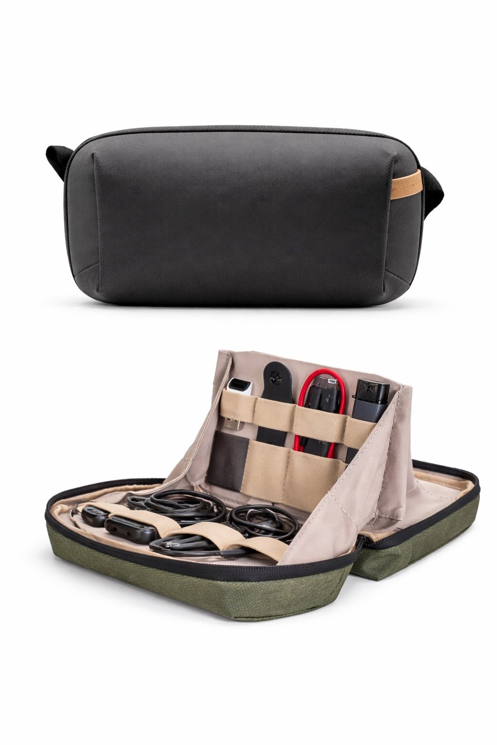 black small electronics organizer case for organizing essential cables and chargers