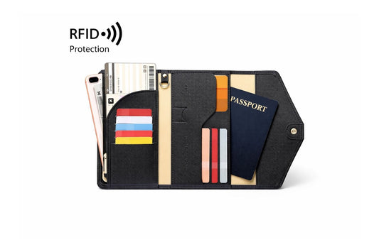 rfid blocking passport case with space for cards and cash designed as a secure travel wallet