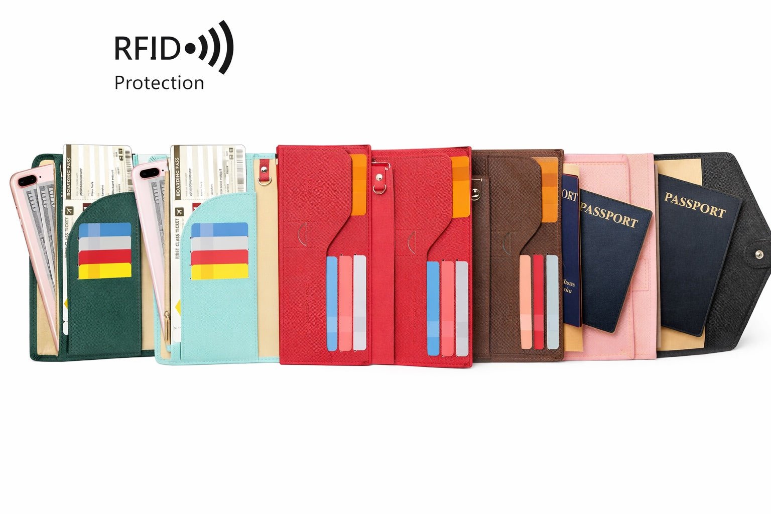 close up of rfid blocking passport case showing premium material and secure stitching